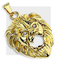 Clear CZ Eyes Lion Head Stainless Steel Pendant
