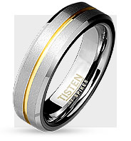 Matte Finish Gold IP Groove with Beveled Edge Tisten Ring