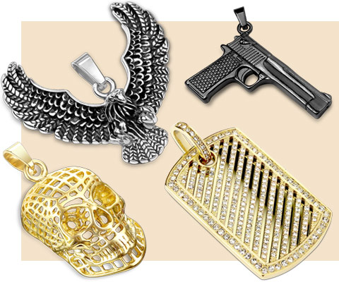 Spikes Steel Jewelry has steel and tungsten pendants in a wide variety of styles