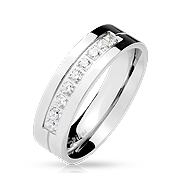 Nine CZ CNC Machine Set Center Stainless Steel Rings