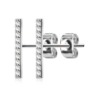 Pair of Micro Paved CZ Set Bar 316L Surgical Steel Earring Studs